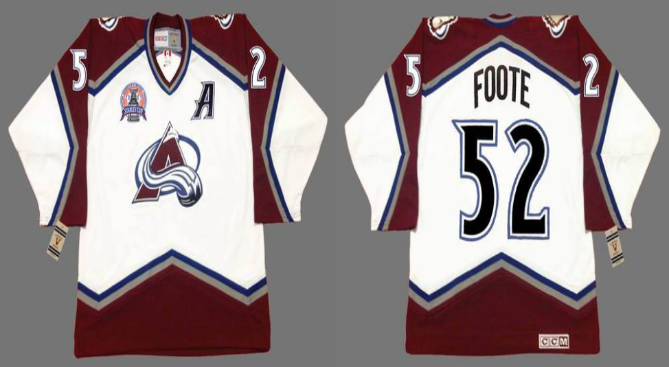 2019 Men Colorado Avalanche 52 Foote white CCM NHL jerseys